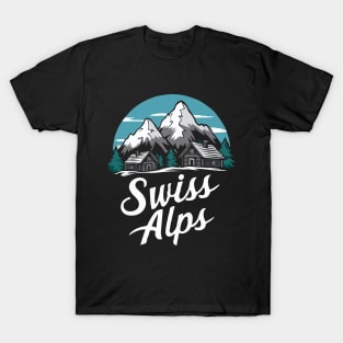 Swiss Alps. Retro T-Shirt